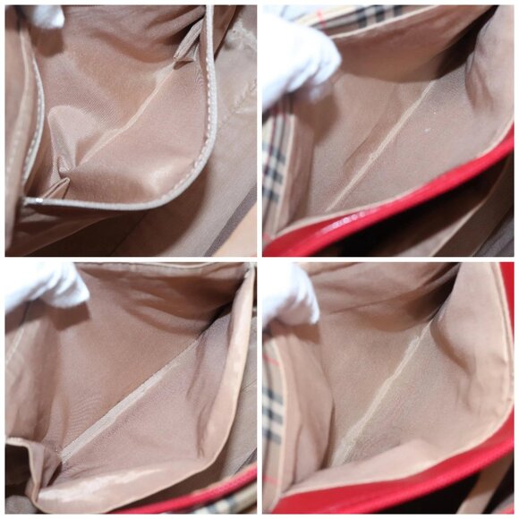 BURBERRY Nova Check Hand Bag Canvas Beige Gold Auth 120804 - Picture 15 of 16